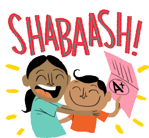 Girl Saying Shabaash To Boy Sticker - Modern Parivar Smart Aplus Stickers