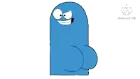 a blue cartoon character with a big butt