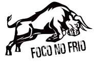 a black and white drawing of a bull and the words foco no frio