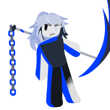 a cartoon drawing of a person holding a chain
