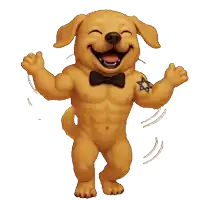 a cartoon dog with a tattoo of a blue star on his chest