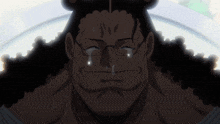 a man with glasses is smiling and crying with the words " i will accept any fate " below him