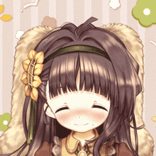 a cartoon girl with a flower in her hair is smiling