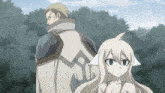a man and a girl are standing next to each other in a cartoon