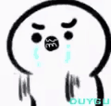 a cartoon character is crying with tears coming out of his eyes and mouth .