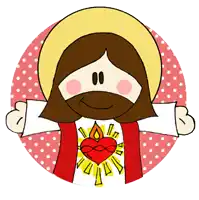 a cartoon drawing of jesus with a heart on his chest