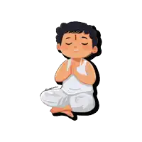 a cartoon of a boy sitting in a lotus position