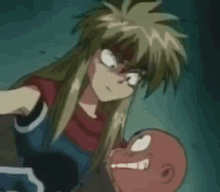 a cartoon character is making a funny face while standing next to another character