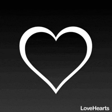 a white heart is on a black background with the words lovehearts below it