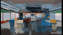 a painting of a room with the words made in animotica below it