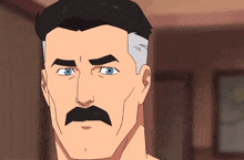 a cartoon man with a mustache and gray hair