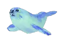 a pixel art drawing of a blue seal