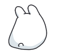 a drawing of a rabbit 's back with a sad face