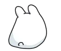 a drawing of a rabbit 's back with a sad face