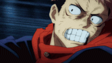 a close up of a man 's face with a huge mouth