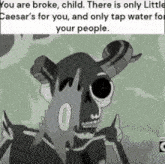 a cartoon of a skeleton with horns and a sword .
