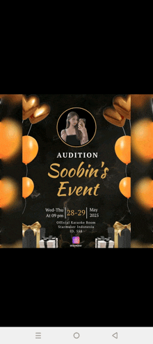 an audition flyer for soobin 's event