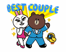 best couple brown and cony chick take a picture bear