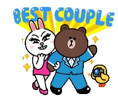 Best Couple Brown And Cony Sticker - Best Couple Brown And Cony Chick Stickers