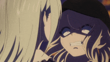 two anime characters are looking at each other and one of them is making a funny face