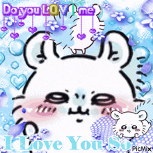 a drawing of a cat with the words do you love me i love you so on the bottom