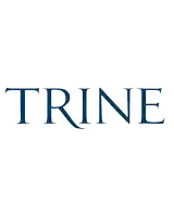 a white background with the word trine in blue