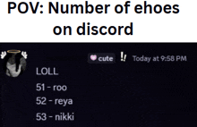 a screenshot of a discord server with the number of shoes on it