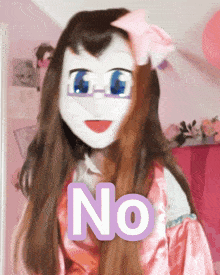 a picture of a girl with glasses and the word no