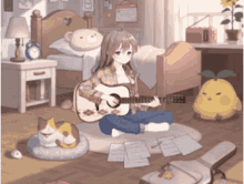 Anime guitar chair guitar girl anime HD wallpaper  Peakpx