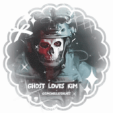 a sticker that says ghost loves kim