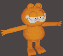 a 3d model of garfield with his arms spread