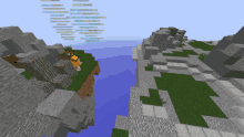 a screenshot of a minecraft game shows a person standing on a rock