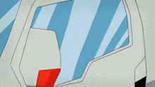 a cartoon of a red robot with a transformer logo on it