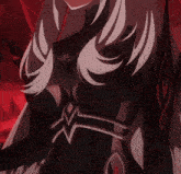a close up of a woman 's torso with white hair
