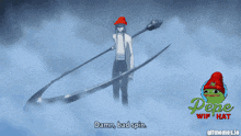 a pixel art of a man holding a sword with the words damn bad spin below him