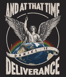 a drawing of an angel with the words and at that time deliverance