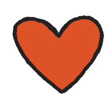a drawing of a red heart with a black outline