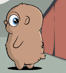 a cartoon drawing of a baby with big blue eyes