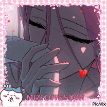 a picture of a girl with purple hair and the words " miz loves bon "