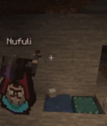 a purple minecraft character has the name nufuli written on it