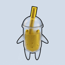 a cartoon drawing of a cup with a yellow straw in it