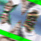 a blurry picture of a person 's face with a green stripe in the middle
