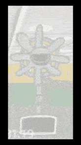 a cartoon drawing of a flower with a face and a clock that says 31:49