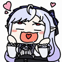 a cartoon character with a heart in her mouth