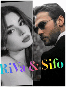 a black and white photo of a woman and a man with the words riva & sifo