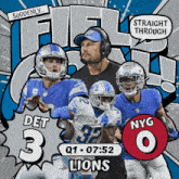 an advertisement for a football game between the nyg and detroit lions