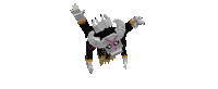 a pixel art of a monster doing a handstand on a white background