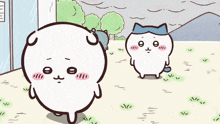 a cartoon drawing of two cats one with a blue hat