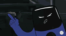 a cartoon character has a sticker on his arm that says " i love you "