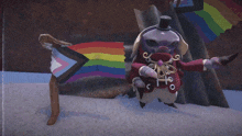 a pink sign that says gay ( june only ) in front of a rainbow flag